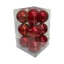 Bombillo de Navidad Rojo Ø8cm, Set x 12pz.  