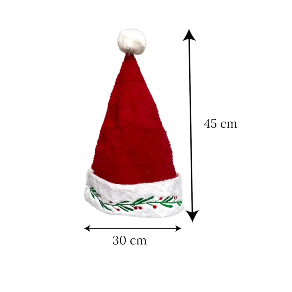 Gorro Navideño Rojo hiedra cereza, 30x45cm