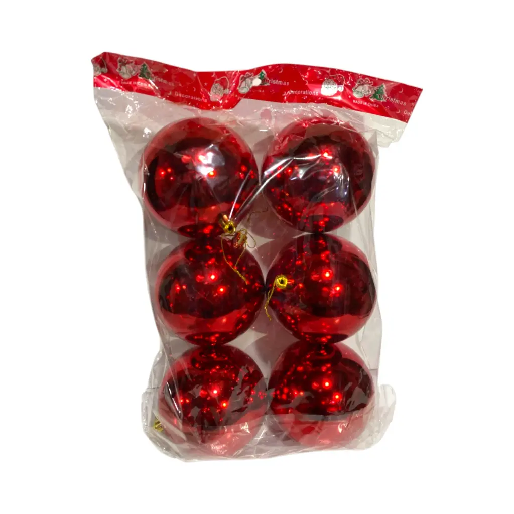 Esfera Navideña Ø 10cm Rojo, set x 6pz.