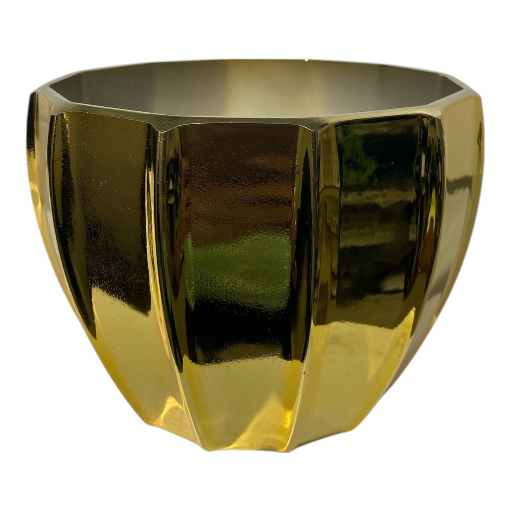 MACETA PVC DORADA O PLATEADA DECOR  15.5X12 CM