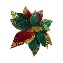 Flor Navideña Artf. Verde con Rojo de Terciopelo. Ref:ES29984 (Ø30cm/L30cm)