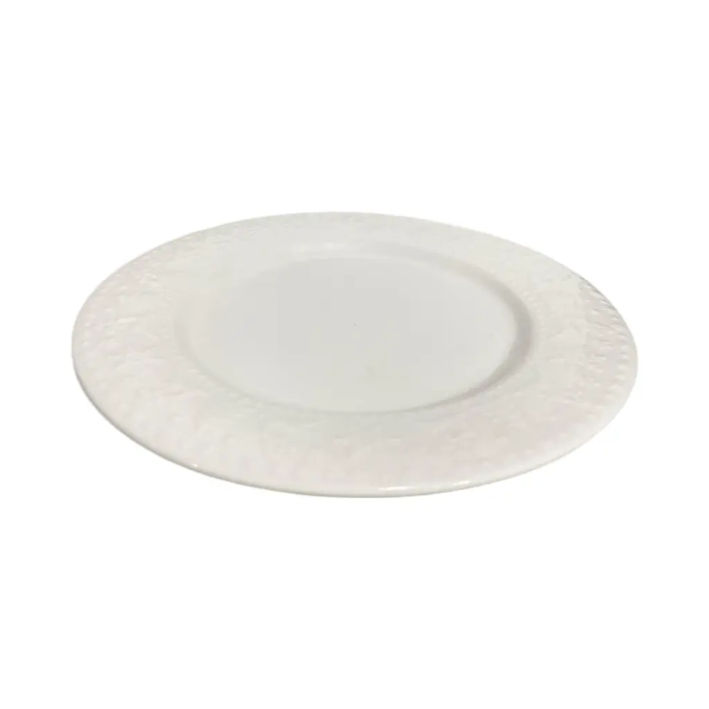 Plato de Cerámica blanco renos/arboles, Ref:IC1365-63. (Ø26cm x 2cm)