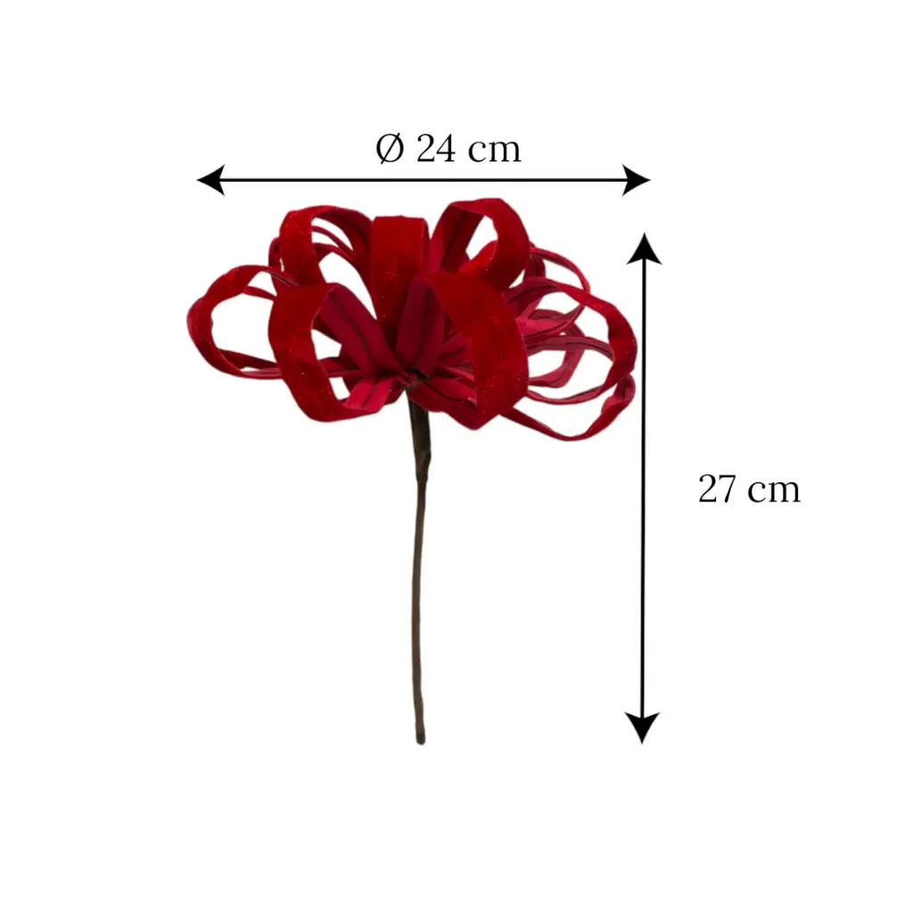 Flor Navideña Roja Terciopelo. Ref:ES29392. (Ø24cm x 27cm)