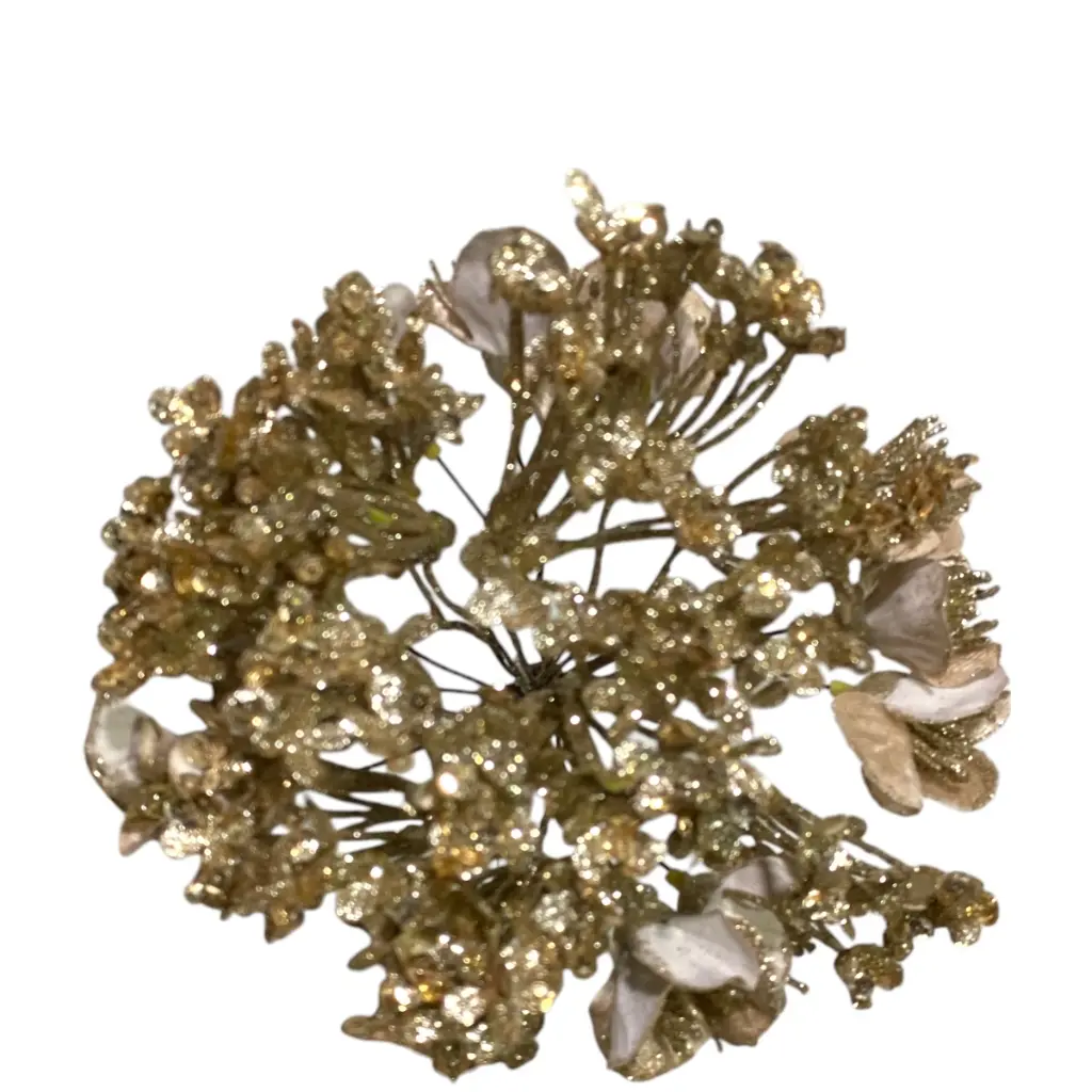 Flor Navideña Ponsetia Champagne destellos. Ref:ES29412. (Ø18cm x 50cm)