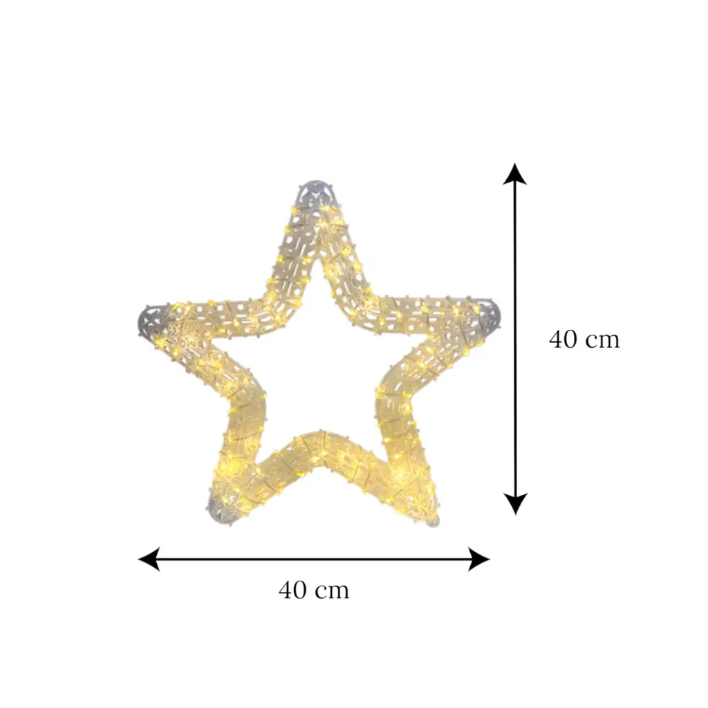 Estrella con 100 micro led, cálida de 8 funciones. Ref:AL-2026S001WW (40x40cm)