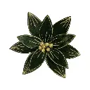 Flor Navideña Terciopelo, Otoño Verde con dorado. Ref:FD-5657 (30x29Cm)