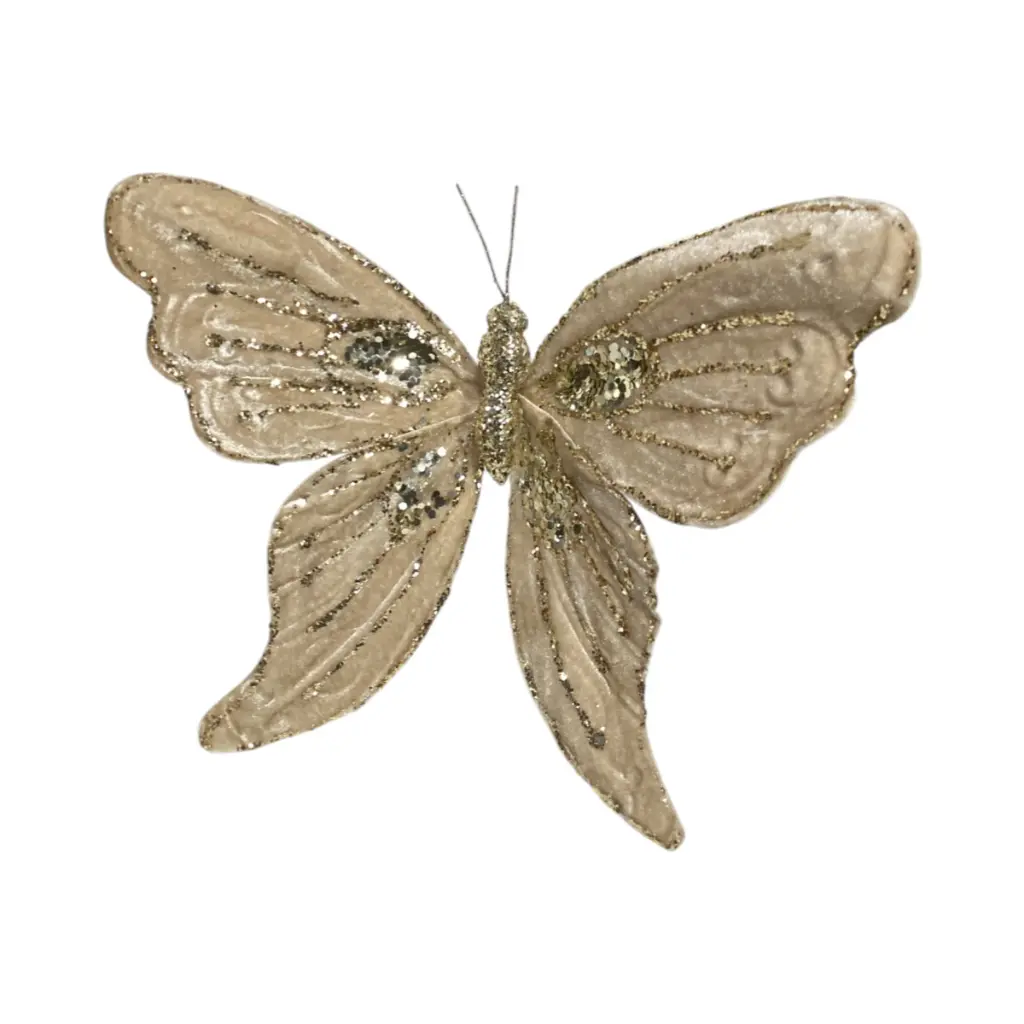 Mariposa Terciopelo Champagne con dorado. Ref:ES29967. (27x30cm)