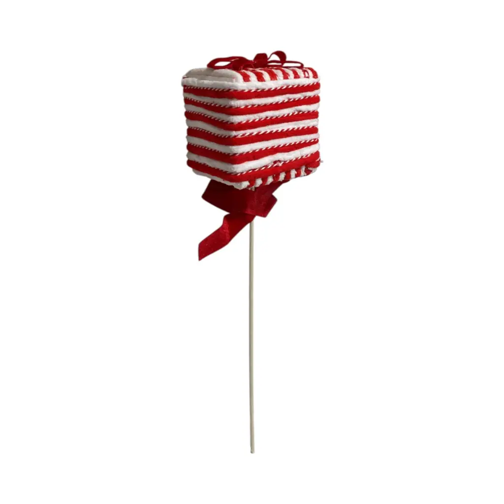 Caja de Regalo Candy Rojo/Blanco, pincho. Ref:ES29546 (11x11x11cm Largo de pincho 47cm)