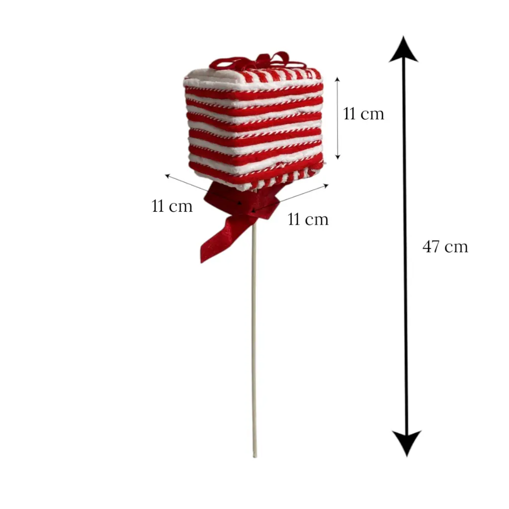 Caja de Regalo Candy Rojo/Blanco, pincho. Ref:ES29546 (11x11x11cm Largo de pincho 47cm)