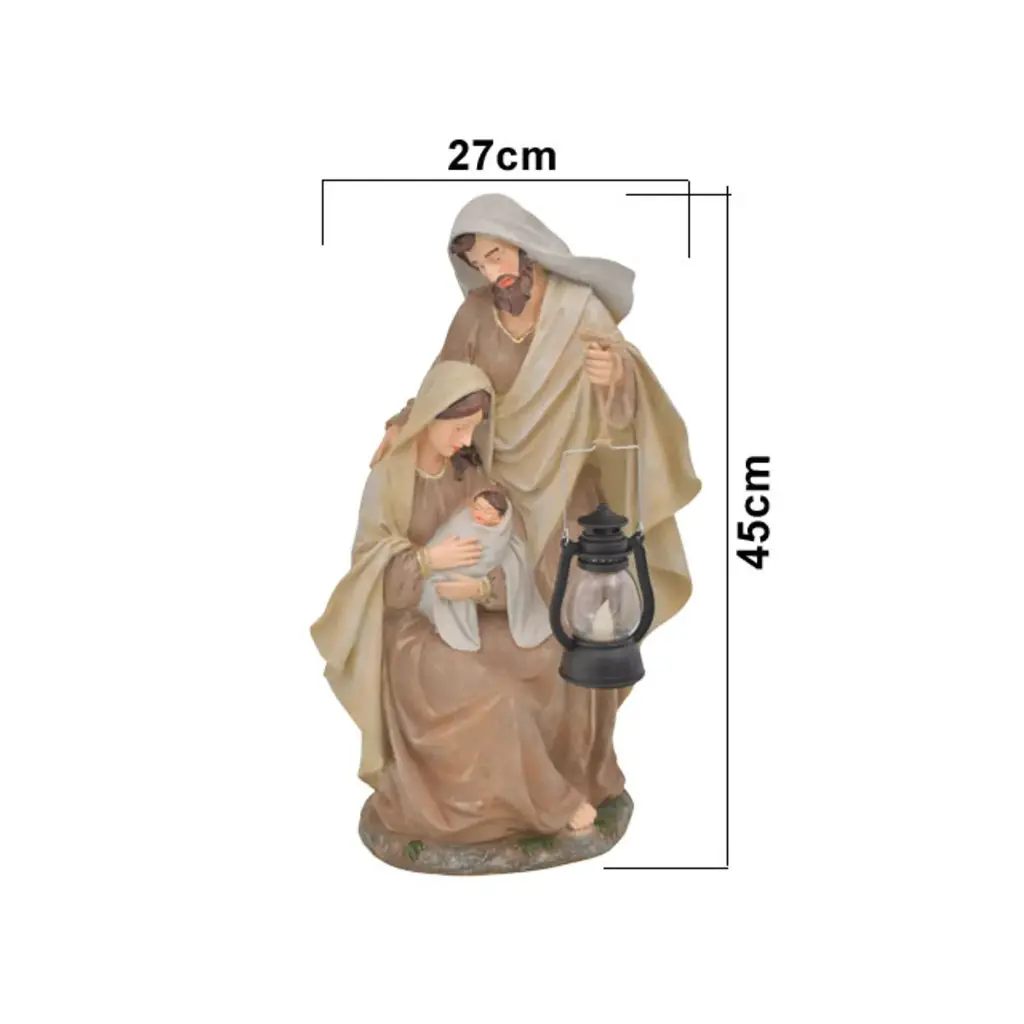 Sagrada Familia con farol, poliresina. Ref:TGGS111852-1 (26x16x45cm)
