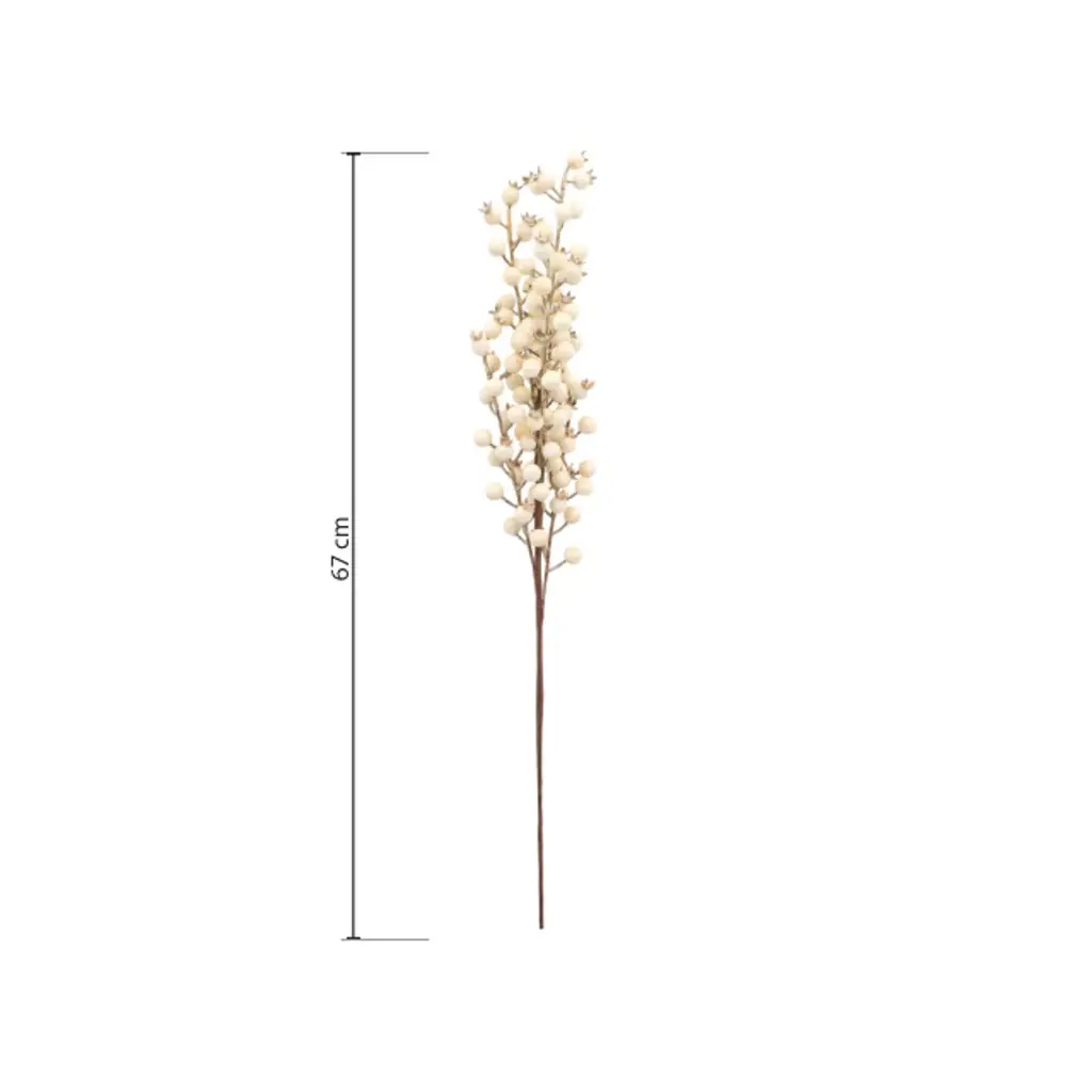 Rama Navideña Bayas minimalista crema. Ref:CF98-25-4267. 67cm