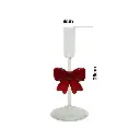 Candelabro de vidrio con lazo rojo. Ref:ES29187 (9x25cm)