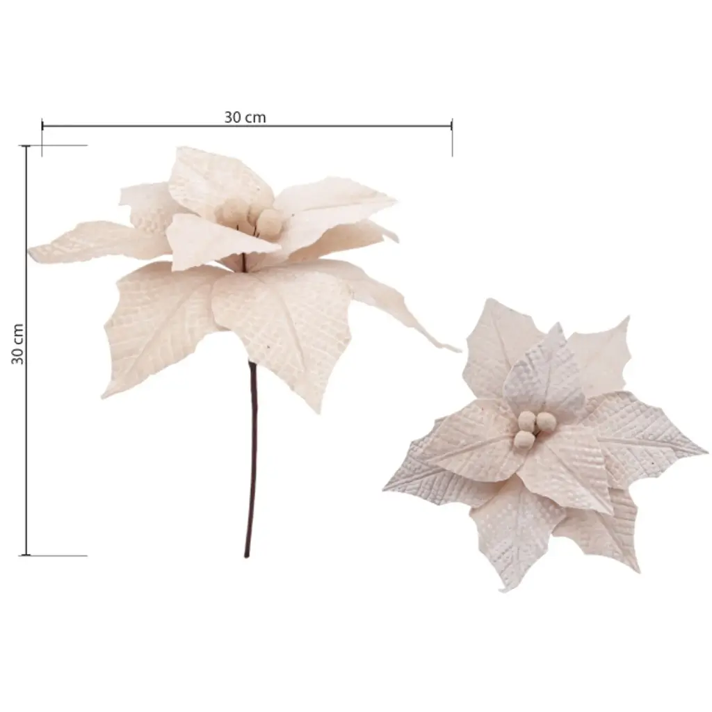 Flor Navideña Terciopelo Beige Ø30cm. Ref:TJ26-4018. 