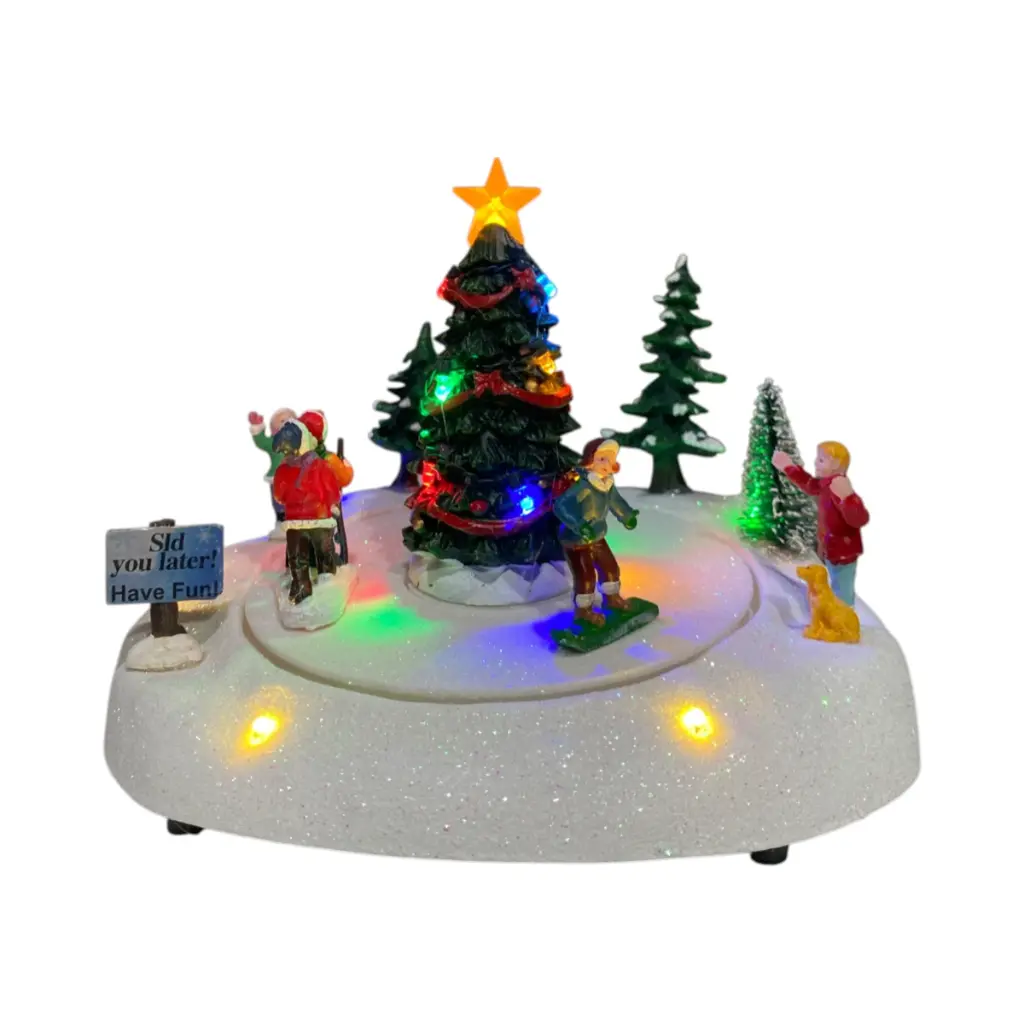 Escena Navideña Árbol niños jugando, con luz, moviento y sonido. Ref:DF66596