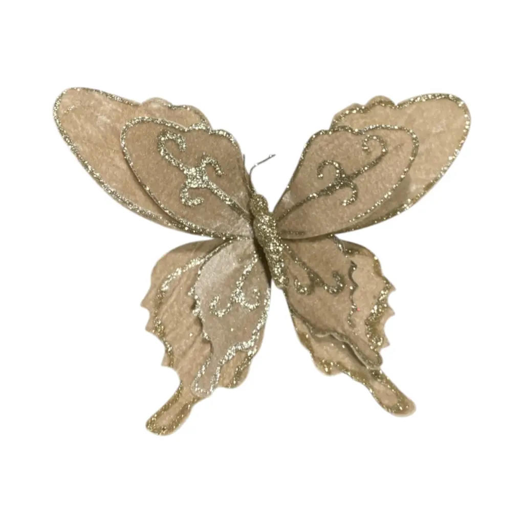 Mariposa Navideña Champagne 34x30cm. Ref:ES29965