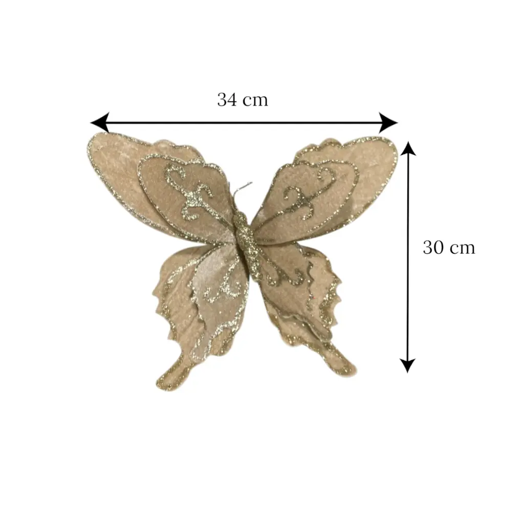 Mariposa Navideña Champagne 34x30cm. Ref:ES29965