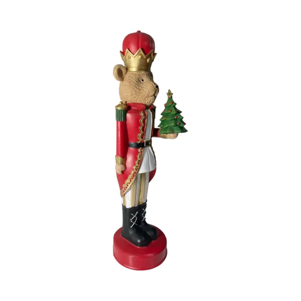 Oso soldado navideño, poliresina. Ref:TG762601 (11.5x10x38cm)