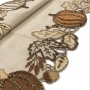 Camino de mesa con calabazas y hojas de otoño bordadas con detalles dorados, 40x90cm.