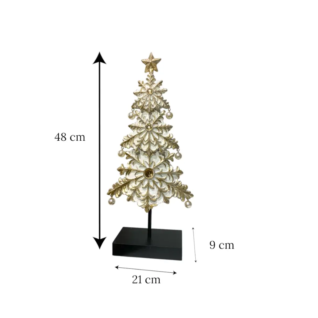 Árbol Navideño Champagne/Crema, resina. Ref:TG76615 (21x9x48cm) 