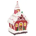 Casa Navideña Candy poliresina, con luz led y musica. USB. Ref:ES29009 (11.5x10x15.5cm)