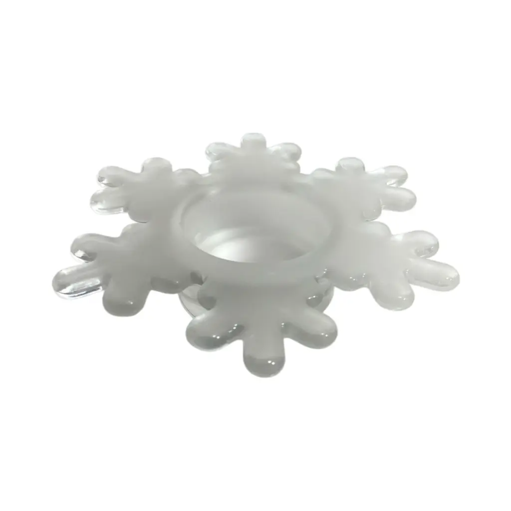 Candelabro de vidrio forma copo nieve. Ref:ES29855. Ø14cm x 3cm