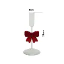 Candelabro de vidrio con lazo rojo. Ref:ES29187 (9x25cm)