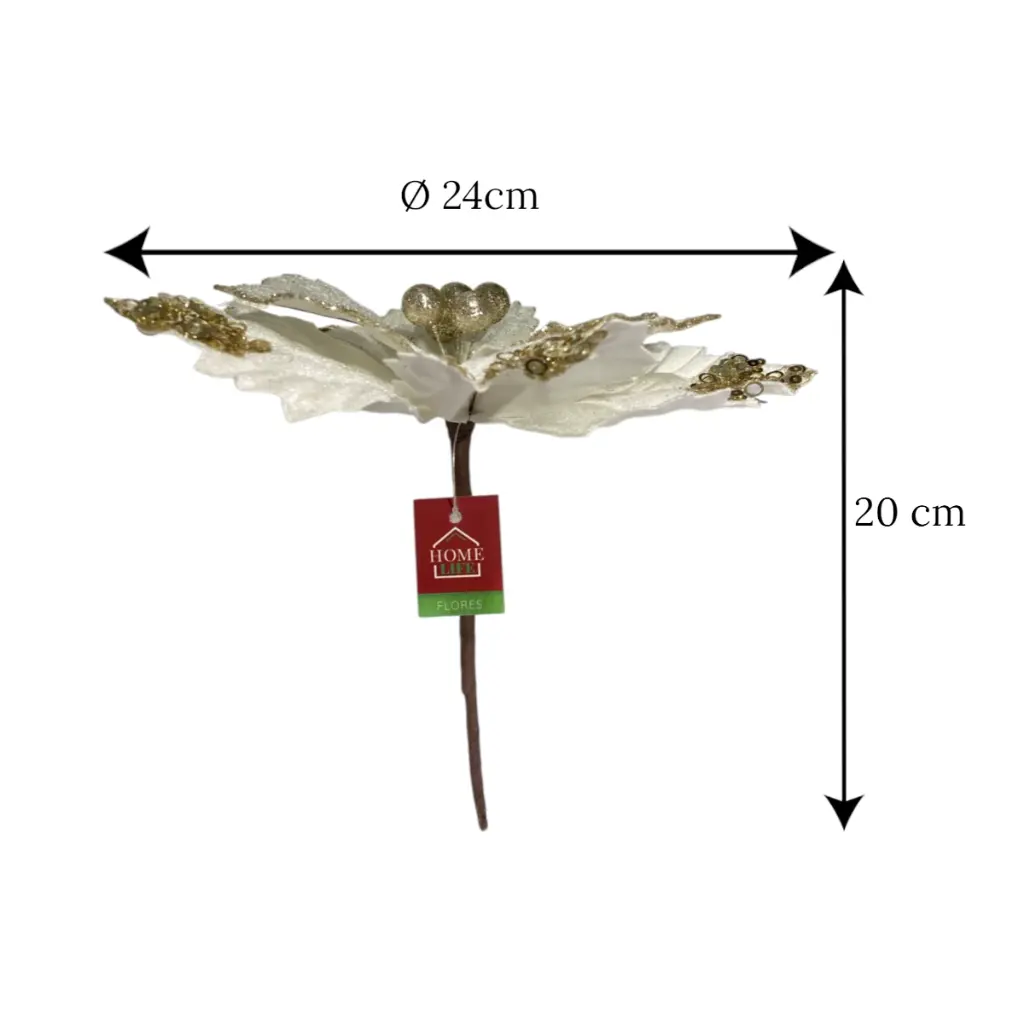 Flor Navideña Beige con champagne, Ø24cm. Ref:ES30419