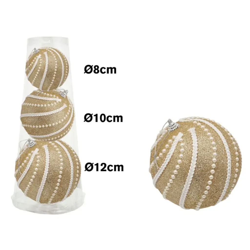 Esfera Navideña Champagne Ø8cm, Ø10cm, Ø12cm. Ref:ES30891