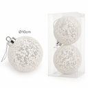 Esfera Navideña Blanca Ø10cm, set x 2pcs. Ref:ES30887
