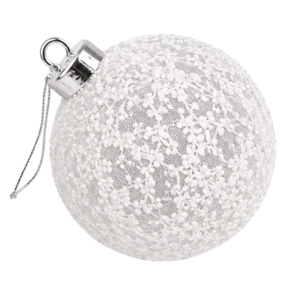 Esfera Navideña Blanca Ø10cm, set x 2pcs. Ref:ES30887