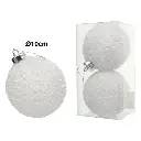 Esfera Navideña Blanca forrada con tela, Ø10cm, set x 2pcs. Ref:ES30893 