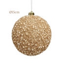 Esfera Navideña Champagne Ø15cm con perlas y lentejuelas. Ref:ES26681 