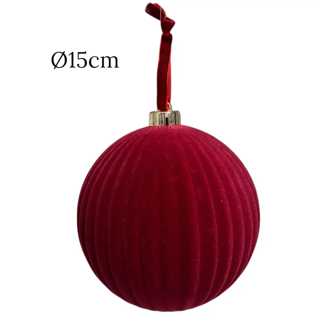 Esfera navideña terciopelo rojo, Ø15m. Ref:ES29349