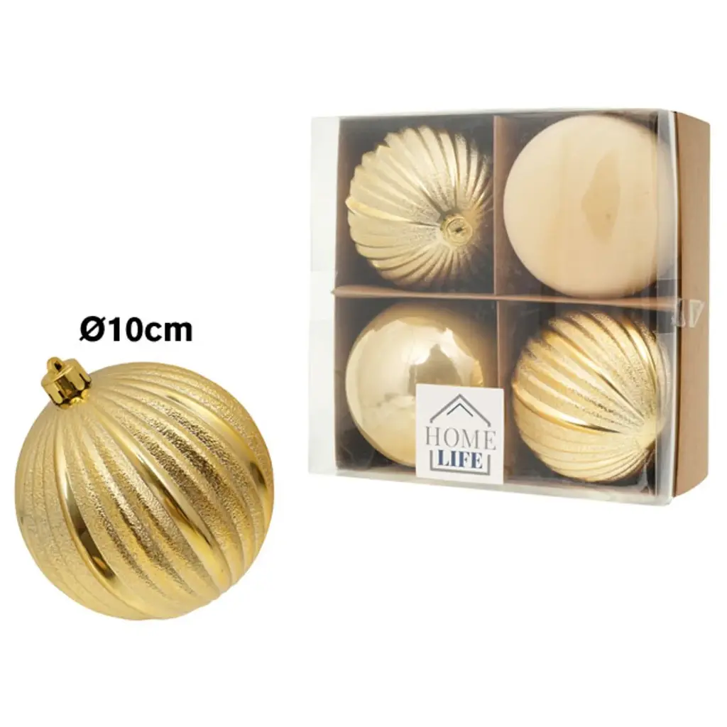 Esfera Navideña Dorada Ø10cm, set x 4pcs. Ref:AR13-1816T04-G