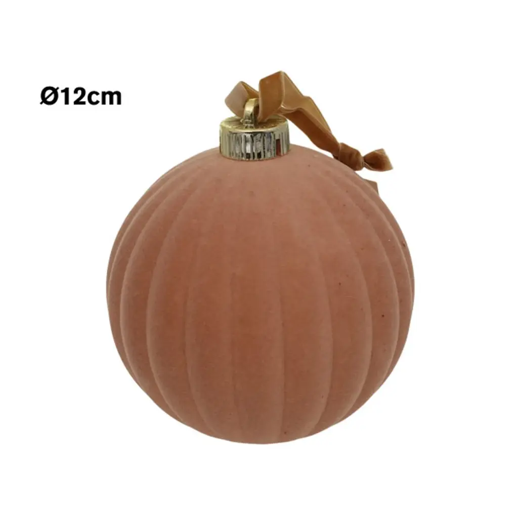 Esfera navideña terciopelo champagne, Ø12cm. Ref:ES29352 