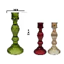 Candelabro de vidrio color surtido rojo, ámbar, verde.  9x20cm, REF:HM1166/BY0620-8L
