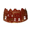 Pie de árbol corona de casas, rojo/dorado, metálico.  Ref:ES29254. 66x25cm, Ø66cm