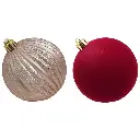Esfera Navideña Rojo Ø8cm, set x 4pcs. Ref:AR3-8004MIX