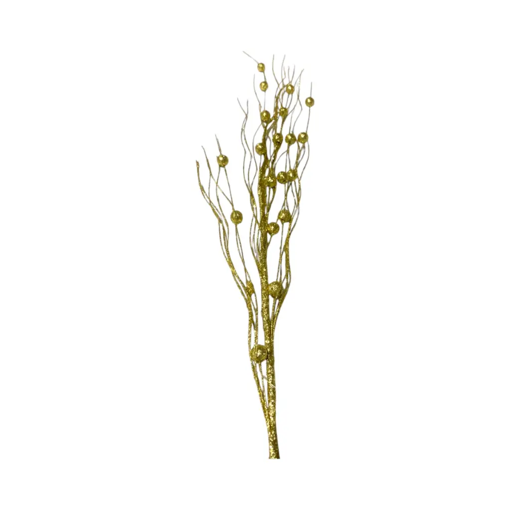 Rama Navideña Espiga dorada con bolitas 80cm 