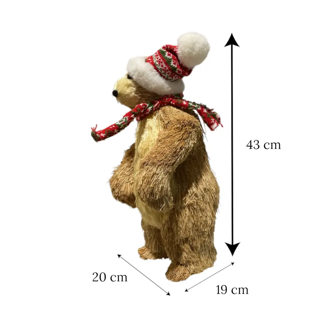 Oso Navideño de fibra natural, 20x19x43cm