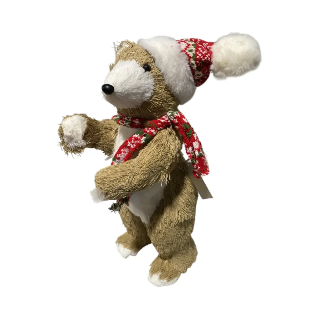 Oso Navideño de fibra artificial, 14x18x35cm
