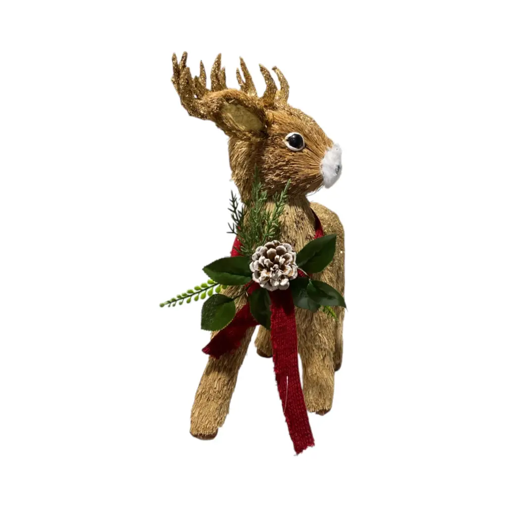Reno Navideño de fibra natural, 32x16x41cm