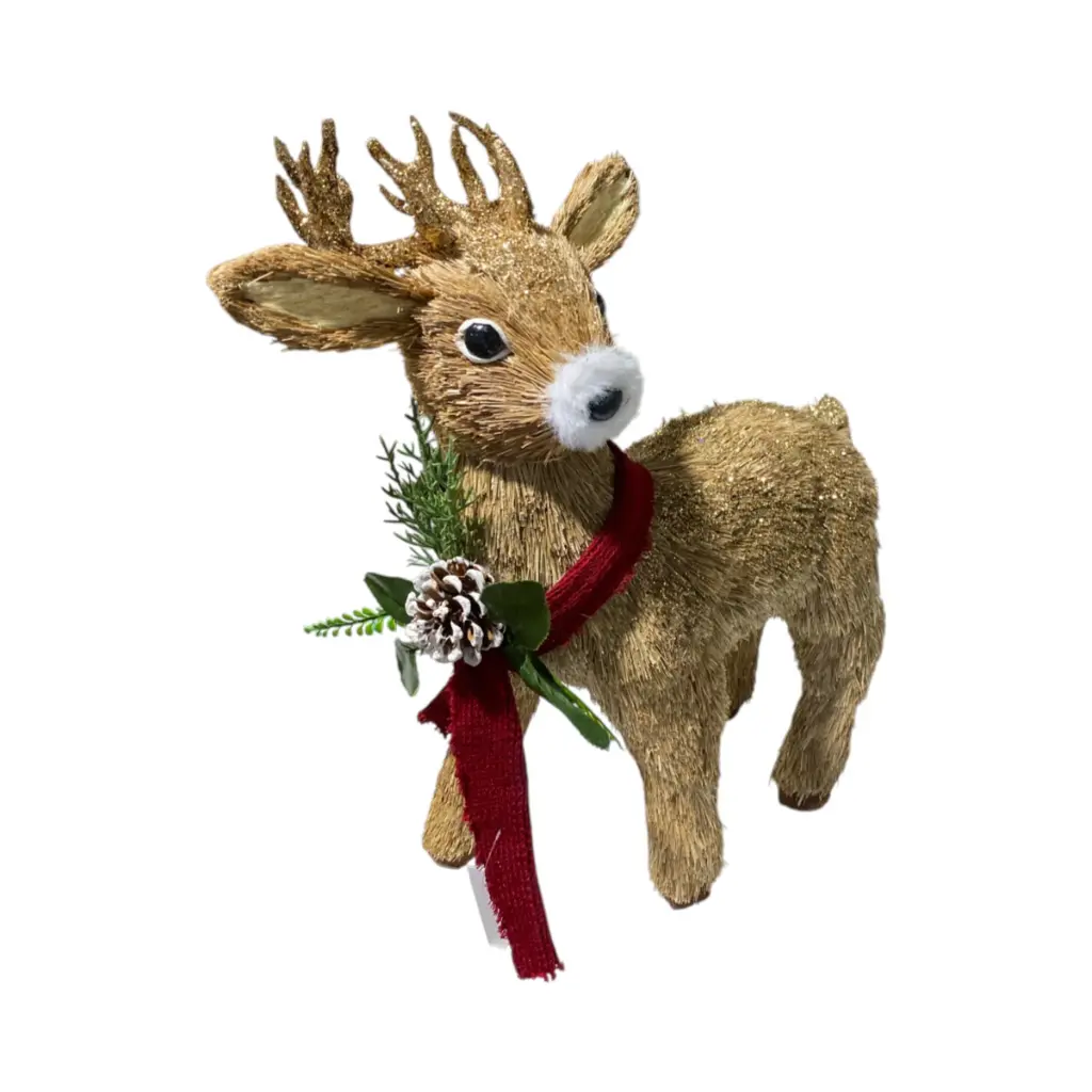 Reno Navideño de fibra natural, 32x16x41cm