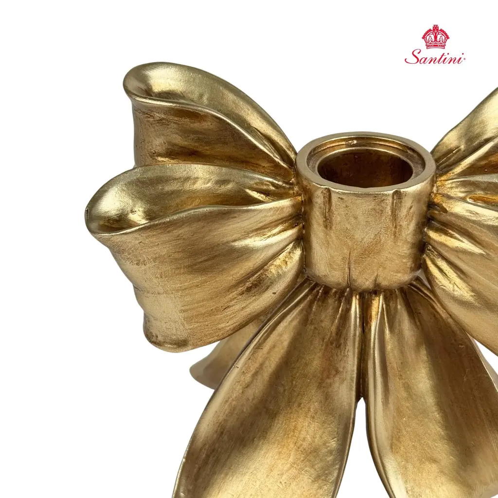 Candelabro dorado lazo, poliresina. Ref:202-6700007 9.5x14x12cm  