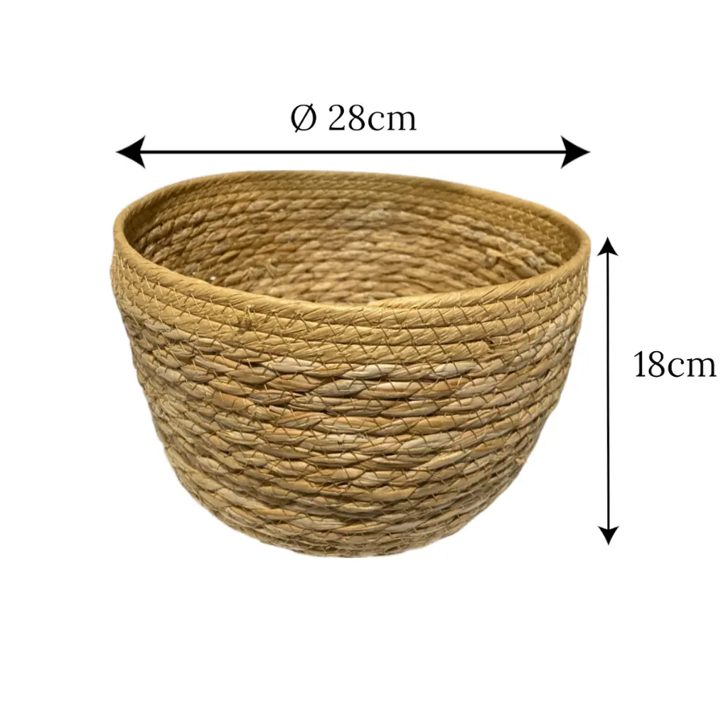 Porta Maceta canasta de Fibra sintética. Ø28cm x 18cm.