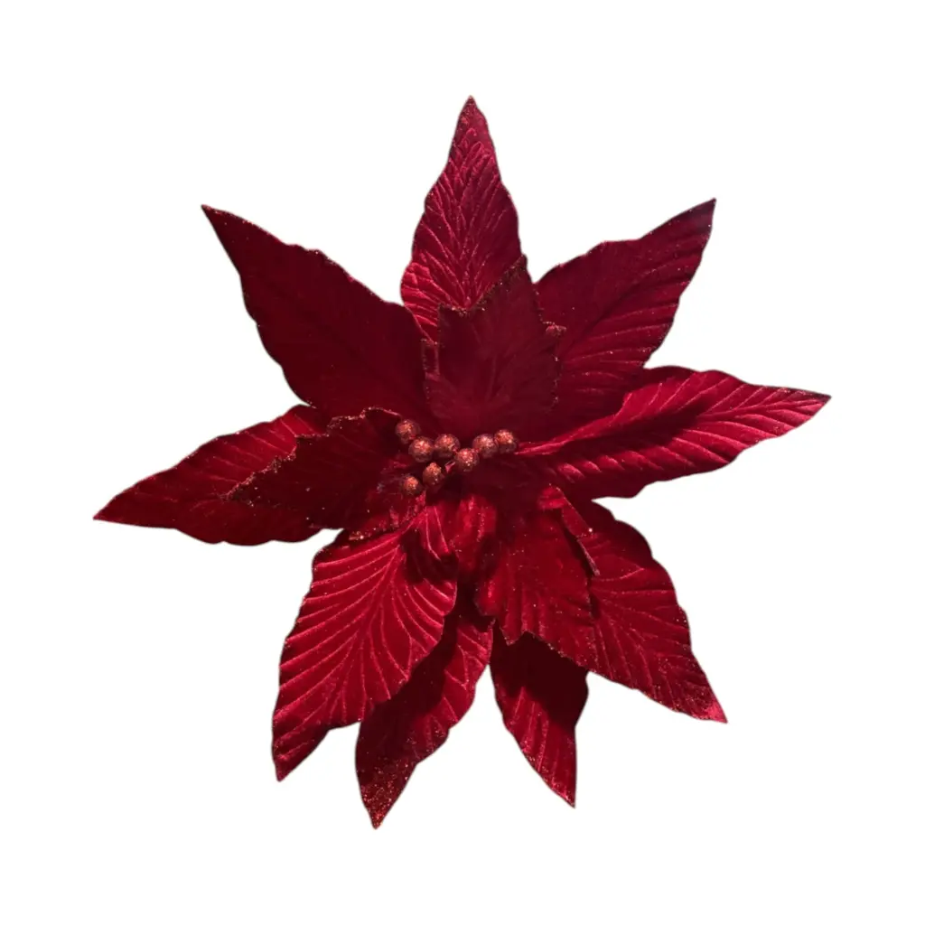 Flor Navideña Terciopelo roja oscuro. Ø44cm