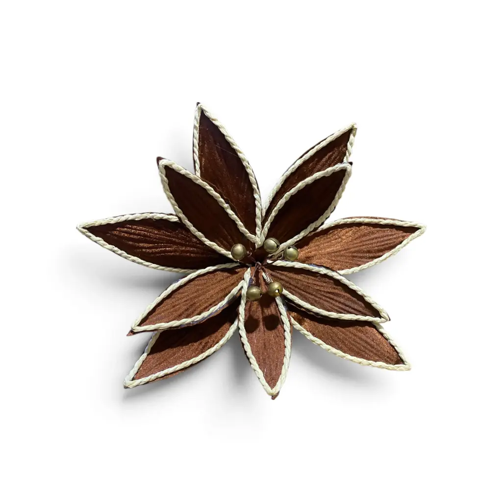Flor Navideña Terciopelo chocolate filo yute. Ø31cm