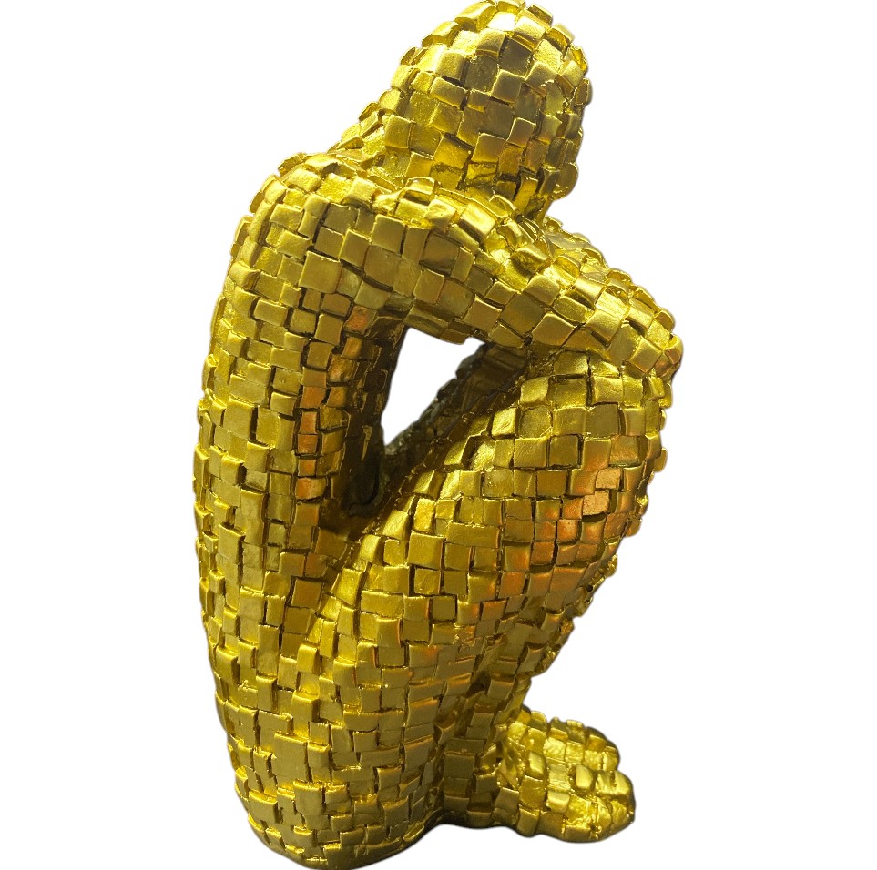 FIGURA HOMBRE SENTADO POLIRESINA DORADO. REF: SAN4692  20X8X10 CM