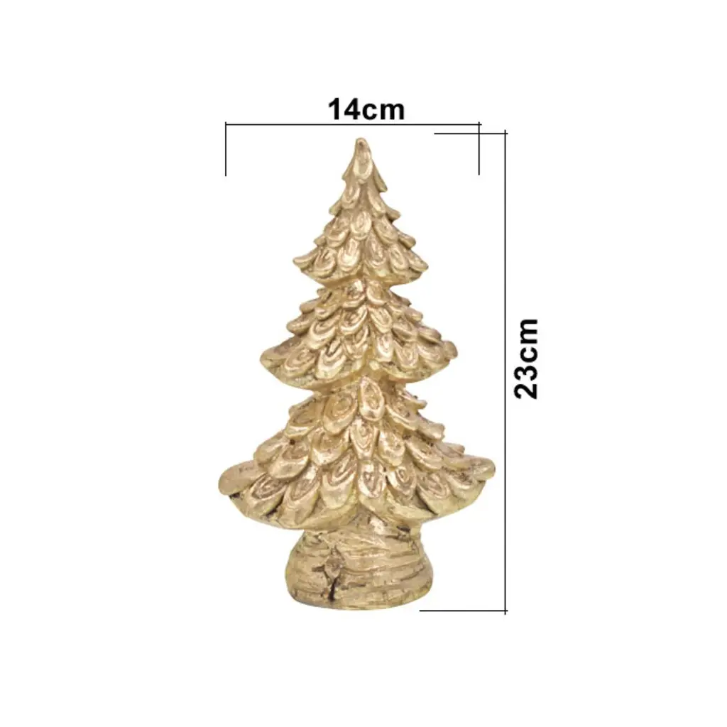 ADORNO ARBOL NAVIDAD, DORADO RESINA, TGXY0371   14X8X23CM