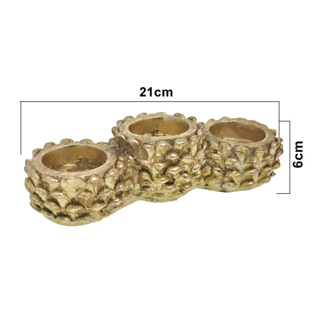CANDELABRO NAVIDAD BELLOTA DORADO, RESINA, TGXY0359, 22X8X6CM
